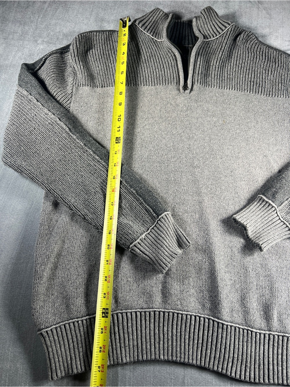 BKE Men's Zip Mock-Neck Sweater in Light Gray - Picture 5 of 8